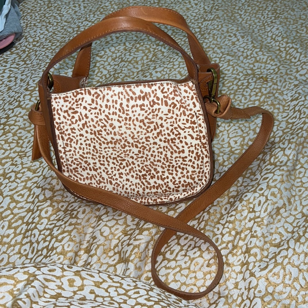 Madewell Micro Sydney Brown Cheetah Print Crossbody Bag